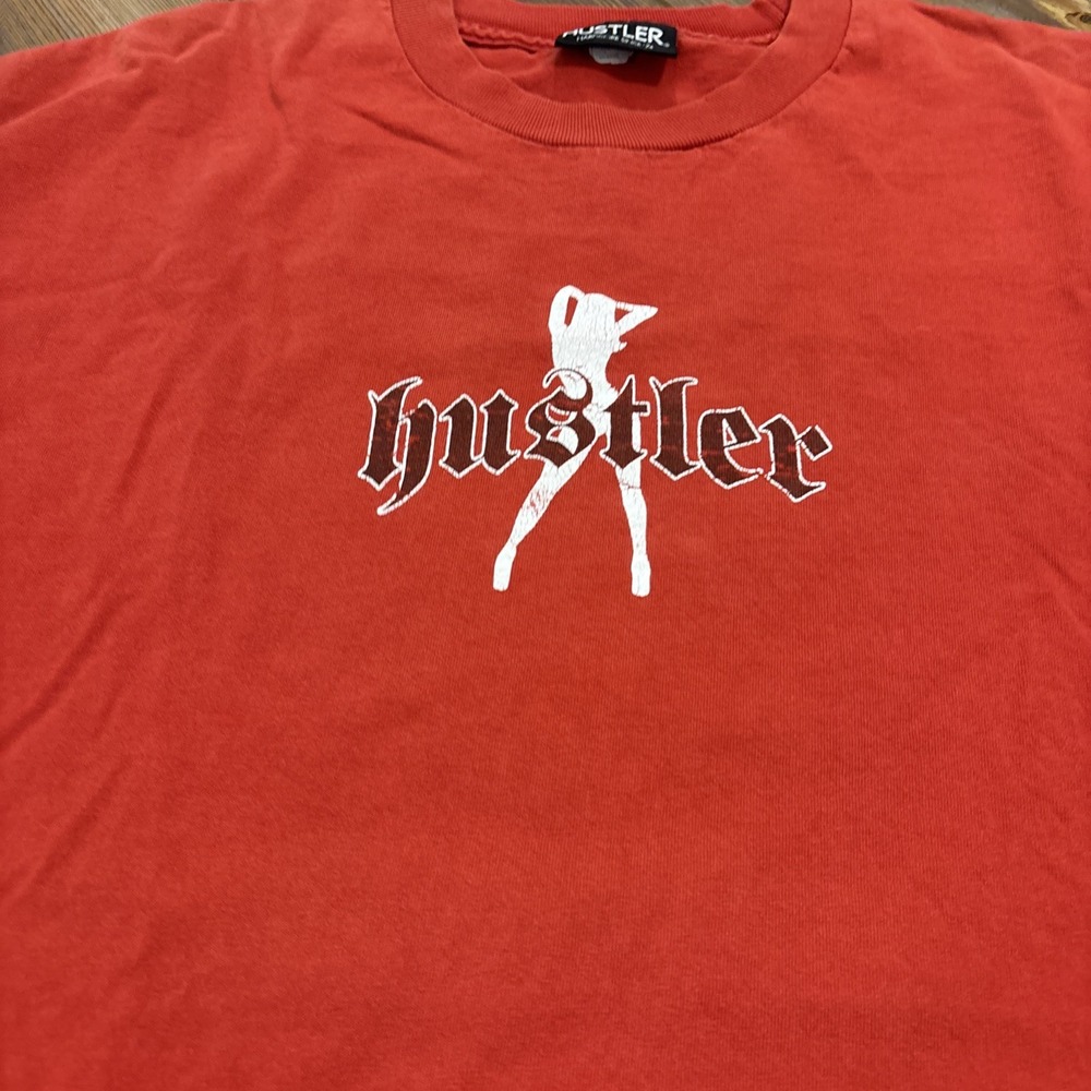 Vintage Hustler Since 74 Sz Large Graphic‎ Tee Hardcore T-Shirt Crewneck Red L